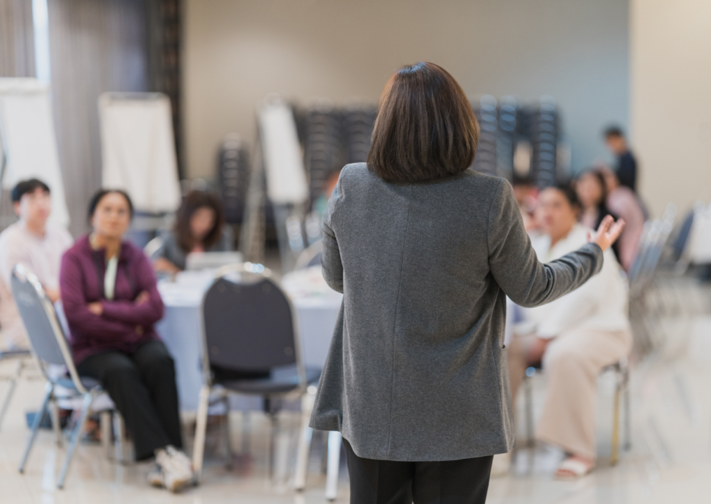 Woman training in a workshop